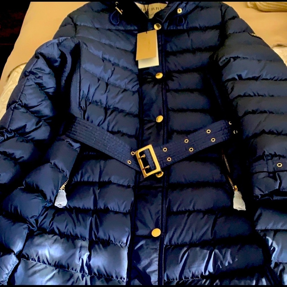 Burberry Navy Long Puffer Jacket